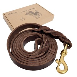 Guiding Star Correa de Cuero para Perros de 1,8 m, Correas para Perros Grandes, Resistente, Suave, Trenzada, Hecha a Mano, de Cuero para Perros Grandes y medianos (1,8 m x 1,9 cm, marrón)