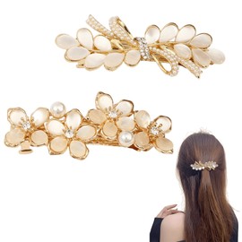 Harukita Hair Clip, Hair Accessory, Hair Claw Clip, Large, Pearl, Crystal, Clip, Hair Clip, Stylish, Cute, Women's, Set of 2