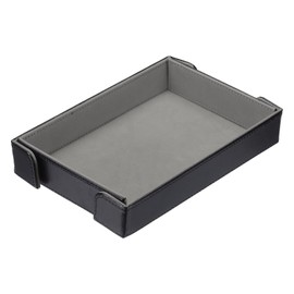 sourcing map PU Leather Dice Tray, Rectangle Magnetic Folding Velvet Portable Folding Dice Rolling Tray for Table Games Keys Wallet Watch Coin, Gray