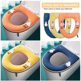 Toilet Seat Covers, Washable Plush, 3-Piece Toilet Seat Cushion, Universal Zip, Toilet Seat Cover Pads, Toilet Seat Cover, Waterproof Antibacterial Home Toilet Seat Cushion