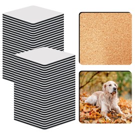 48 pcs Sublimation Square Coaster Blanks Products Bulk MDF Sublimation Coasters Blanks with Cork Back Hardboard Cork Coasters Blank MDF Sublimation Cork Coasters 3.86x3.86 Inch