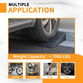 Curb Ramps for Driveway 5" Rise Height 2 Pack Heavy Duty Rubber Threshold Ramp, Portable Driveway Ramps for Cars Wheelchairs Motorcycle Scooter Lawn Mower, 7000lbs Load Capacity