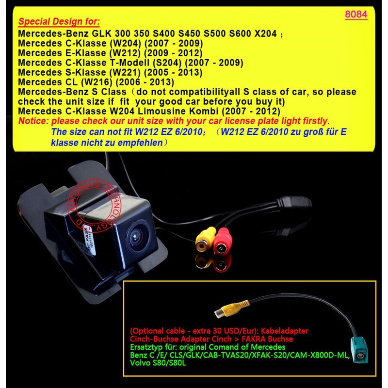 Kalakass HD CCD Reversing Camera Number Plate Parking Aid Night