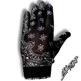 Black & White Paisley Live Fast Motocross & Bike Gloves 2XL