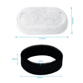 Tekenewbse Cat Fountain Filter, Pack of 12 Filters + 12 Foam Filters for 2L/3.2L/4L Cat Drinking Fountain Filter Replacement Filter, Sponge Filtering Hair, with Carbon Filter Triple Filtration