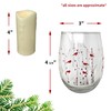 Stemless Wine Glass Candleholder - Cardinal Design with Lighted Candle,