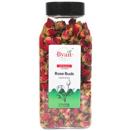 Byait Freeze-Dried Rose Buds 5 Oz, Natural Edible Culinary Grade, Caffeine-Free Herbal Flower Tea, Great for Beverages, Baking, Crafting, and Soap Making