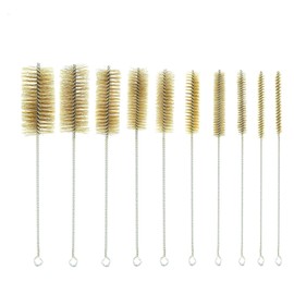 Brass Pipe Brush Set, Wire Brush, Round, Pipe Cleaning Brush, 8/10/15/20/25/30/35/40/45/50 mm, Brass Cylinder Brush, for Pipe Pipe Cylinder Bores, Cleaning Hand Tool