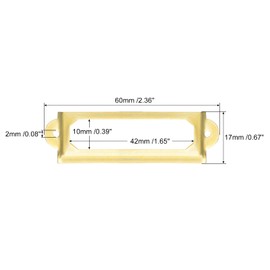 sourcing map Metal Label Holders, 60x17mm 50pcs File Name Card Tag Label Holder Frame for Office Library Drawer Cabinet Shelves, Gold Tone