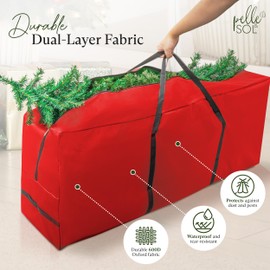 Pelle & Sol Christmas Tree Storage Bag | Zip Up Sack Christmas Tree Bag | Christmas Bag for Up to 9ft Christmas Tree | Christmas Tree Storage Box with Reinforced Handles for Disassembled Trees