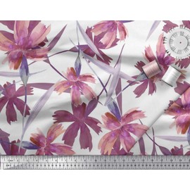 Soimoi Orange Viscose Chiffon Fabric Leaves & Wild Flower Fabric Prints by Yard 42 Inch Wide