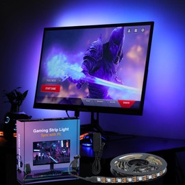 SVFISHKK Gaming Lighting Sync PC Backlight 16 Million Color USB Powered RGB IC LED PC Backlight Strip for Gaming Room Decor, Smart LED Lights for Monitors with Color (for 27" PC)