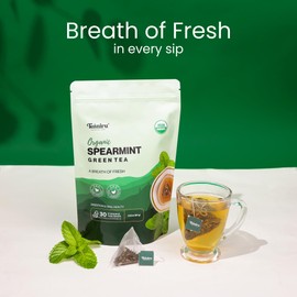 Teaniru, Spearmint Green Tea - 30 Count | For Quick Digestion & Healthy Skin | High in Antioxidants, Vitamin C & Iron | Your Anytime Elixir | Certified by USDA Organic | Thanks Giving