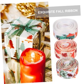 KONTONTY Unique Fall Themed Pumpkin Decorative Ribbon 4.5m Long 3 Rolls for Harvest Festival Easy to Cut