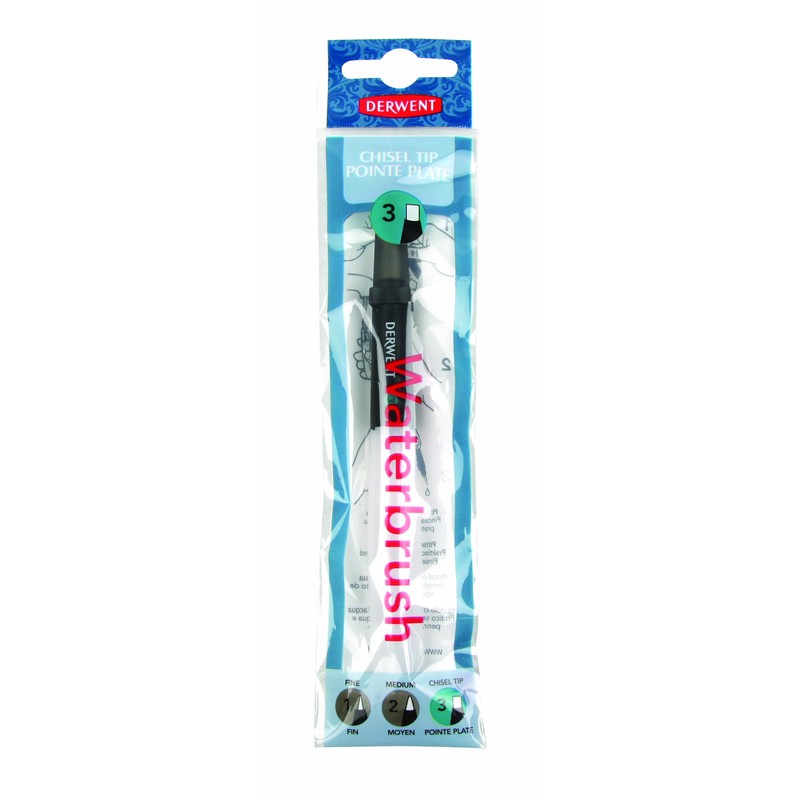 Derwent Waterbrush for Watercolour Painting, Chisel Tip, Professional Quality, 2301974