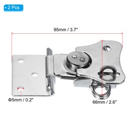 PATIKIL Spring Loaded Small Butterfly Twist Latch 3.7"x2.6", 2 Pack Steel Twist Latch and Keeper Toggle Clamp Metal Hardware for Case Box Chest Closure, Silver Tone