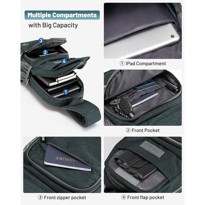 OIWAS - Mochila cruzada para hombre, mochila de una correa