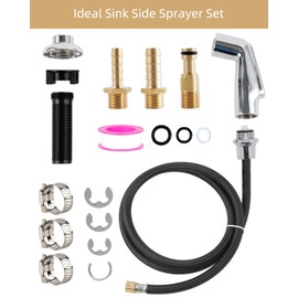 Hygie Rinse Universal Fit Sink Spray Attachment with Hose Set, Kitchen Side Sprayer Head with Adapters Compatible with Moen/Delta Faucet Sprayer Replacement, Braided Hose, Chrome