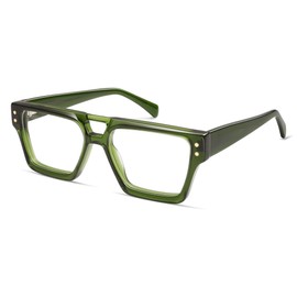 AMOMOMA Retro Square Aviator Reading Glasses for Women,Men,Blue Light Blocking Computer Readers AM6136 C3 2.5 Dark green