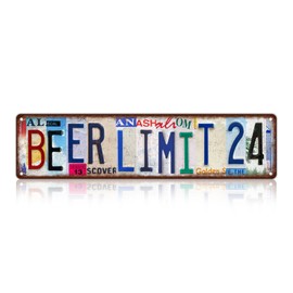 Vintage Beer Limit 24 Metal Tin Signs Street Signs Man Cave Bar Cafe Home Wall Decor 16 x 4 Inches