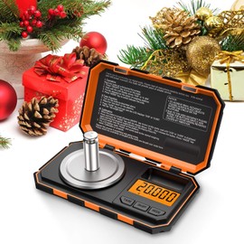 Brifit Digital Pocket Scale, 20g/0.001g Milligram Scale, Portable Jewelry Scale with 20g Calibration Weights and Tweezers, High Precision scale with Tare and PCS Features for Chiristmas Orange