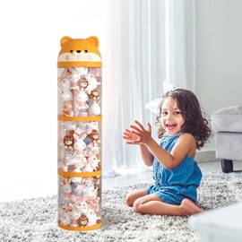 Almacenamiento De Juguetes De Peluche,Torre Organizadora De Almacenamiento Para Peluches - Contenedor Transparente de Gran Capacidad con Ruedas, Sujetador de Juguetes, Decoración para Habitación Par