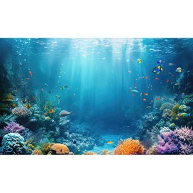 Under The Sea Aquarium Background Tropical Coral Reef with Fishes Corals Terrarium Backdrop Gorgeous Tropical Garden Underwater Seascape Fish Tank Backdrop Deep Ocean Marine Backgrounds 24x12in