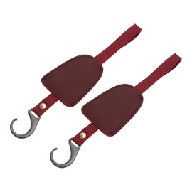 HEROFFIX 2 Stück für Geldbörsen und Taschen, Regenschirm usw. Auto Kopfstützenhaken Robuste Auto Rücksitz Organizer Haken Weinrot Kunstleder Zinklegierung 29,2x6,6cm