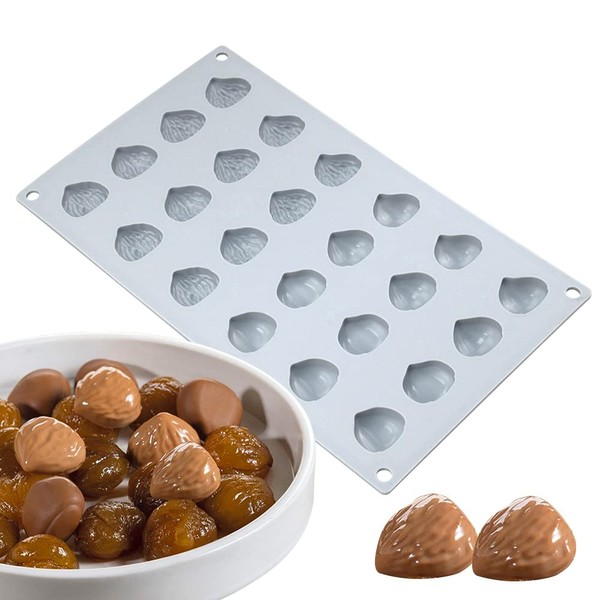 mostsom Mini Chestnut Chocolate Mold,Silicone Molds,Small Jelly Bean,Pastry,Candy,Fondant Molds (Chestnut