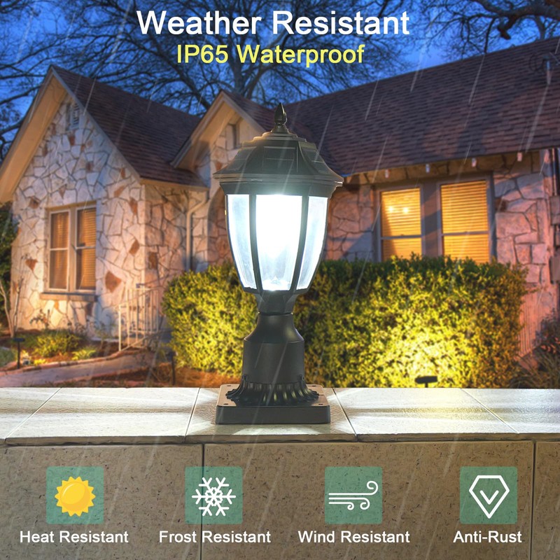 Jalarox Solar Post Lamp Lights, Dusk to Dawn Solar Post