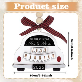 Wedding Gifts - 2025 Mr and Mrs Ornament Married Keepsake Bridal Shower Gift Rustic Wooden Hanging Ornament Décor for Newlyweds Engagement Present for Couples