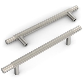 Amerdeco 10 Pack Brushed Satin Nickel Knurled Cabinet Pulls 5 Inch Hole Centers Kitchen Cabinet Handles Hardware Kitchen Handles for Cabinets Handles IH0006…