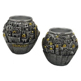 Jerusalem Shabbat  Candlesticks Holder  with Tray