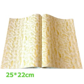 Suiwen 150 Summer Floral &Leave Printed Wax Paper, Food Picnic Paper, Greaseproof Paper, Waterproof Dry Hamburger Liners Wrapping Tissue for Plastic Food Basket (Gold)