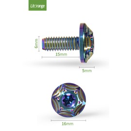 Litorange Titanium Alloy License Plate Bolts with Star Hexagonal Hole Bolts License Frame Titanium Alloy Anti-theft Screws M6 Set of 2 (Rainbow)