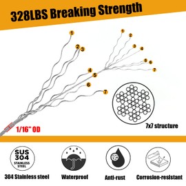 165ft/328ft Wire Rope Kit, 1/16" Stainless Steel Cable with Turnbuckles, Crimping Sleeves, Stainless Steel Thimbles, Eye Screws for Outdoor String Lights, Railing, Decking, Garden