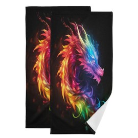 UMIRIKO 2 Piece Bath Towels Set Color Flame Dragon Hand Towwels,Bathroom Towels,Soft Absorbent Towels for Bathroom Kitchen,Gym (202a0247)
