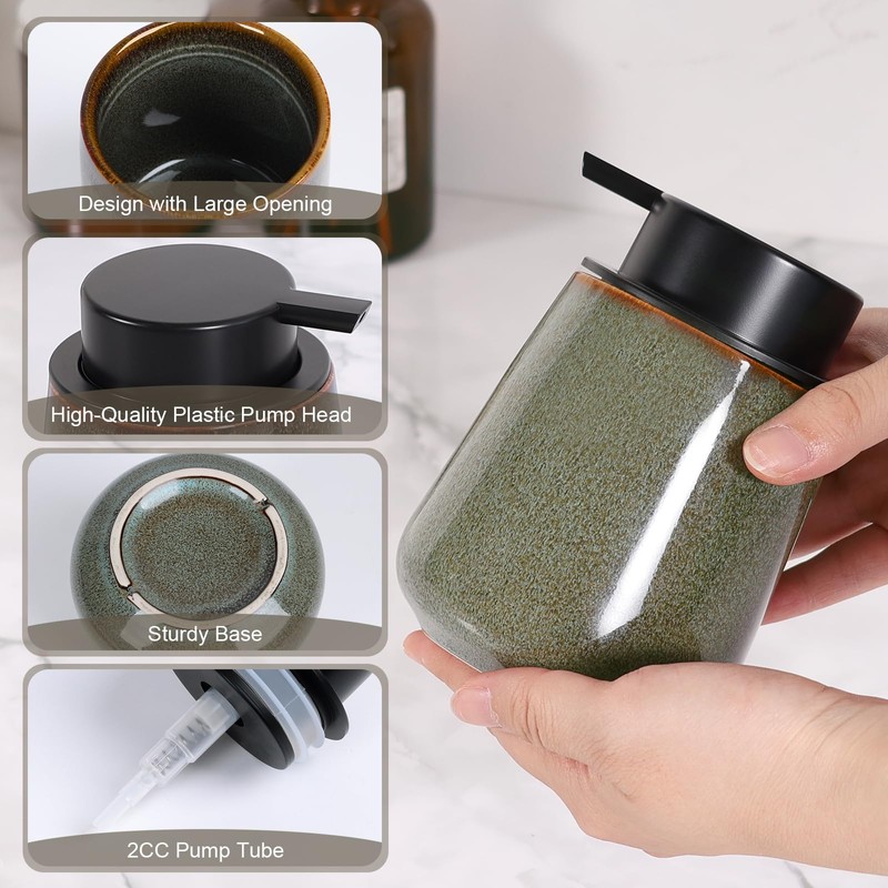 INGOFIN Ceramic Lotion Dispenser - 12 oz Refillable Hand Soap