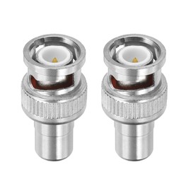 PATIKIL BNC to RCA Adapter, 2 Pack BNC Male RF Coax Connector Coupler Adapters for CCTV Security Camera LED Strip, Silver