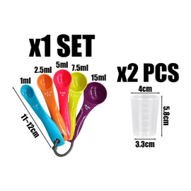 5-Piece Measuring Spoons and 2-Piece Measuring Cups, Plastic Measuring Spoons, Graduated Measuring Spoons, Kitchen Baking Accessories, Measuring Tools