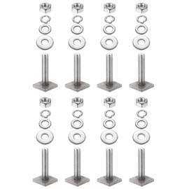 PATIKIL T Slot Bolts M8 x 35mm, 8 Set Square Head T Bolts Roof Rack Stainless Steel T Track Bolts with Nut Washers for Bike Ski Kayak Rack