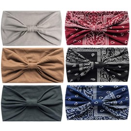 Head Scarfs for Women Wide Headbands Boho Fashion Knotted Head Bands for Adult Women Yoga Sport Hairbands Hair Accessories (6WcaseChunse)