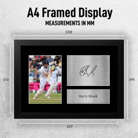 HWC Trading Harry Brook England Gifts Printed Signed Autograph Picture for Cricketer Memorabilia Fans - A4 Framed