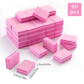 JERCLITY 50 Pieces Hot Pink Nail Buffer Block Both Sides 100/180 Grit Mini Nail Buffers Nail Files and Buffers Mini Buffers for Nails