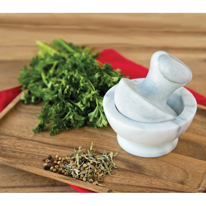 Fox Run Marble Mortar and Pestle, White