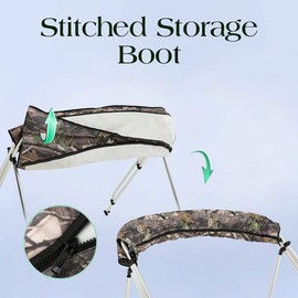 KING BIRD 3-4 Bow Bimini Boat Top Cover Sun Shade Boat Canopy Waterproof 1 Inch Stainless Aluminum Frame 54" Height with Rear Support Poles and Storage Boot 6 Colors -5 Sizes