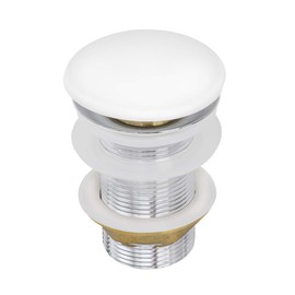 Ruvati White Ceramic Top Push Pop-up Drain for Bathroom Sinks Without Overflow- RVA5102WH