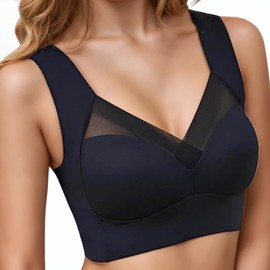 Finabol Women's Bra Without Underwire Seamless Soft Bralette Bra Sports Bra Large Breasts Strong Hold Comfortable Push Up Bra Classic Women's Bra, black, XL