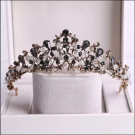 Unbranded Dark Vintage Crown Baroque Tiara Gray Goth Prom Queen diadem