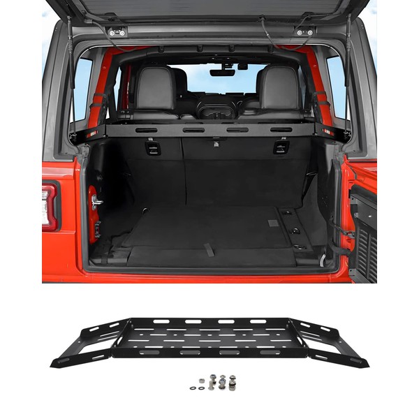 Jeep Wrangler JL Rear Cargo Basket Rack,Luggage Storage Carrier for Jeep Wrangler JL Accessories 2018-2023, Solid Metal Trunk Shelf JL 4 Doors (No Drill)